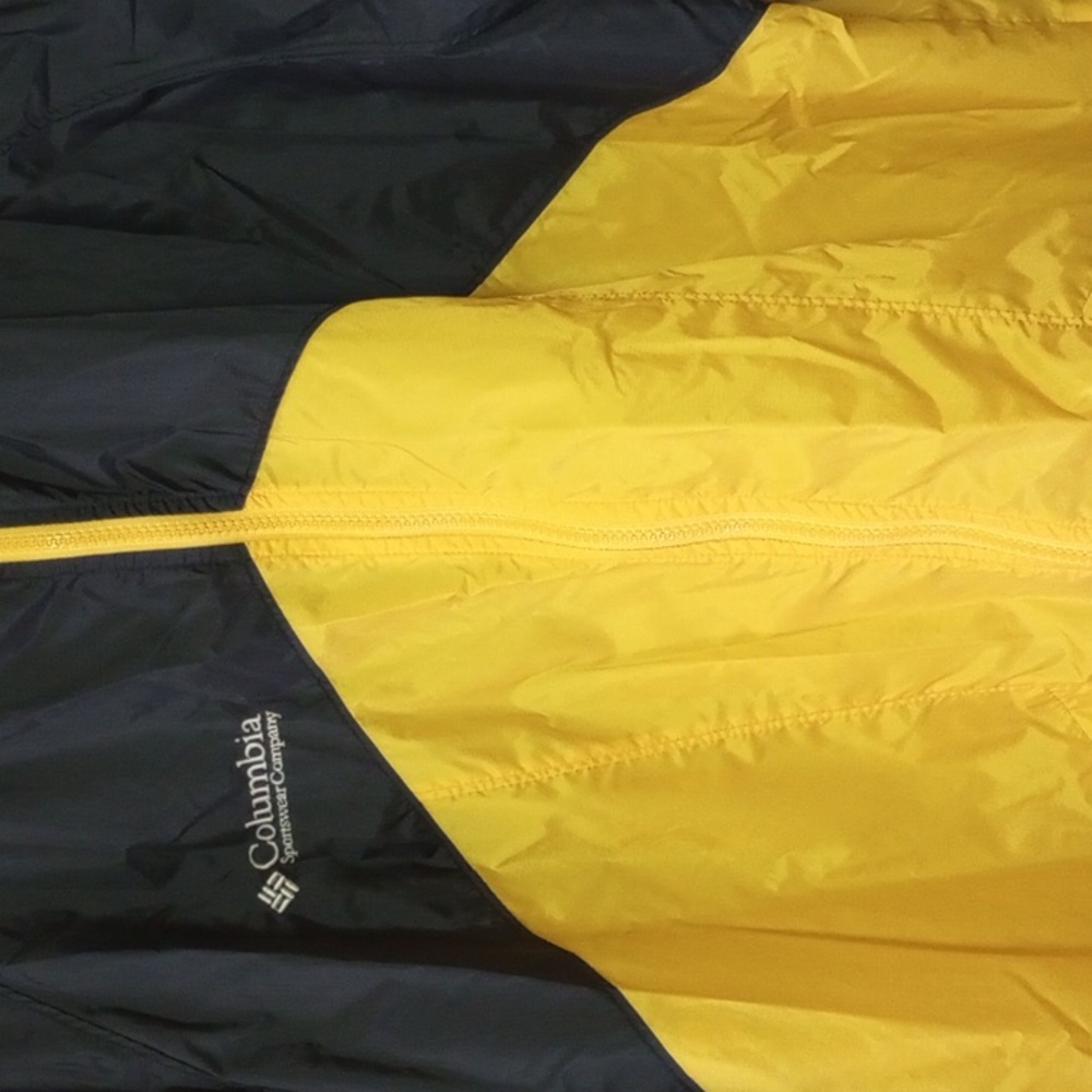 Columbia Sportswear Large Lightweight Windbreaker Jacket w/ Hood, Yellow & Black - Picture 3 of 7
